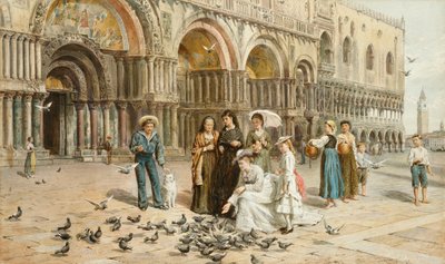 聖マルコの鳩、ベニス、イタリア、1876 作： George Goodwin Kilburne