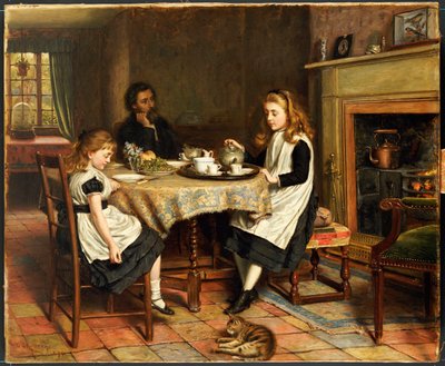 炉辺はありません...、1874 作： George Goodwin Kilburne
