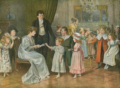 十二夜：子供たちのパーティー。十二夜のキャラクターのくじ引き 作： George Goodwin Kilburne