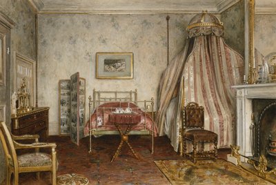 ナポレオン3世が死んだ寝室の様子、カムデンプレイス、チスルハースト、ケント、1873 作： George Goodwin Kilburne