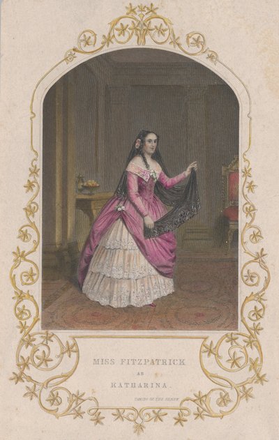 じゃじゃ馬ならしのカタリーナを演じるミス・フィッツパトリック、1851年、1851年。 作： George Greatbach