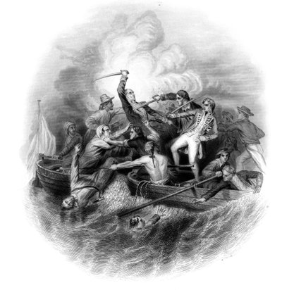 ネルソンとドンミゲルタイラソンの銃撃戦。1797年。 作： George Greatbatch