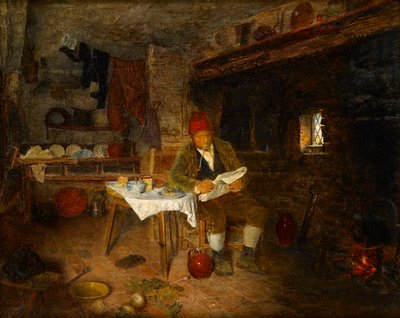 素朴な家：ニュースを読む、1855 作： George Hardy