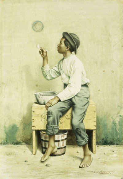 泡を吹く黒の少年、1887 作： George Harvey