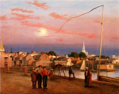 ニューポート、1日の終わり、1851年（キャンバスに油彩、紙） 作： George Harvey