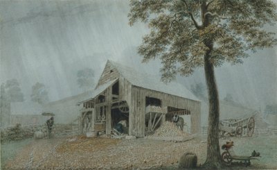 コネチカット州レディングのRainstormCider Mill 1840。 作： George Harvey