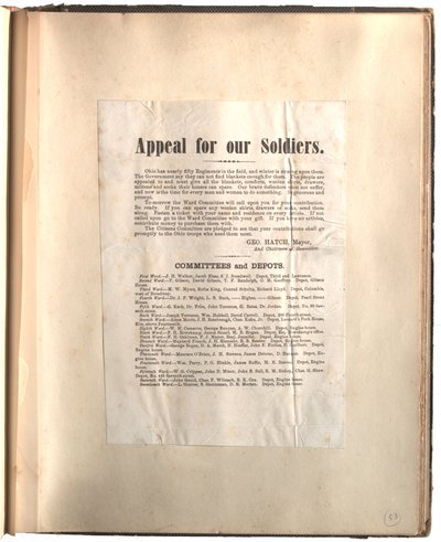 私たちの兵士への訴え、オハイオ[スクラップブック]、c.1861-1865 作： George Hatch