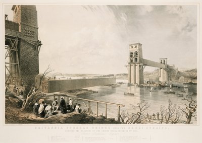 1849年12月3日、建設中のブリタニア管状橋 作： George Hawkins