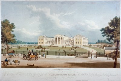 ローワー クラプトン、ハックニー、ロンドン、c1830 のロンドン孤児院の南西ビュー 作： George Hawkins