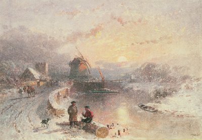 冬の風景：日没、19世紀 作： George Haydock Dodgson
