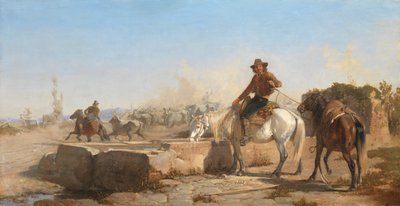 1853年にローマのカンパーニャで馬に水をまくブッテロ 作： George Hemming Mason