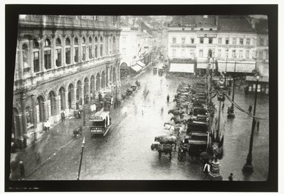 ブリュッセル北駅とブリュッセルの Rogierplein のビュー 作： George Hendrik Breitner