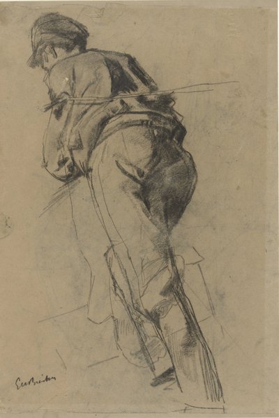男は前に歩き、引っ張る 作： George Hendrik Breitner