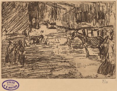 ストリームに馬が立っているシーン 作： George Hendrik Breitner