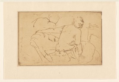 座っている半裸の女性 作： George Hendrik Breitner