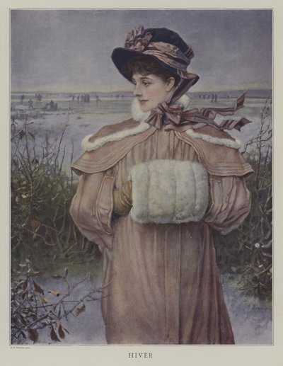 Hiver (Winter) (カラーリトグラフ) 作： George Henry (after) Boughton