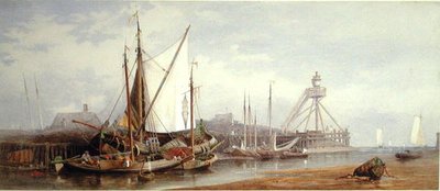 オランダの漁港（水彩・紙） 作： George Henry Andrews