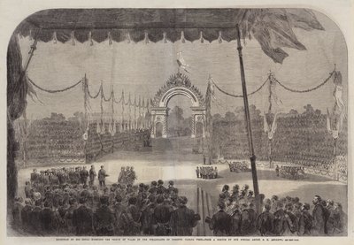 カナダ西部のトロントの住民によるプリンスオブウェールズ王妃のレセプション 作： George Henry Andrews