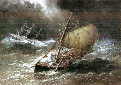 北海の嵐、スマック＆バーク 作： George Henry Andrews