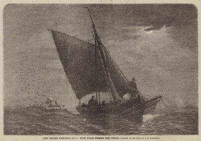 イギリスの漁業、No 3、スプラットのためのストウボート釣り 作： George Henry Andrews