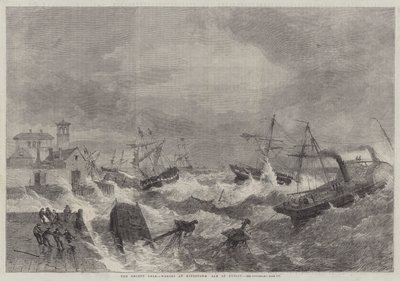 最近の強風、ダブリン湾のキングスタウンの残骸 作： George Henry Andrews