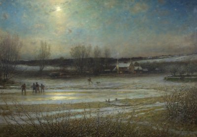 霜降の夜-凍った水車の池」1904年頃（油彩・キャンバス 作： George Henry Boughton