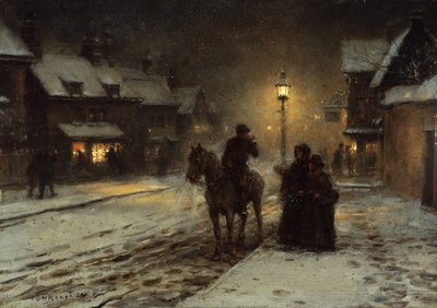 冬の夕べ（パネルに油彩） 作： George Henry Boughton