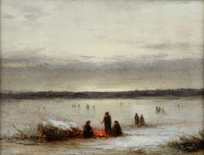 冬景色（段ボールに油彩） 作： George Henry Boughton