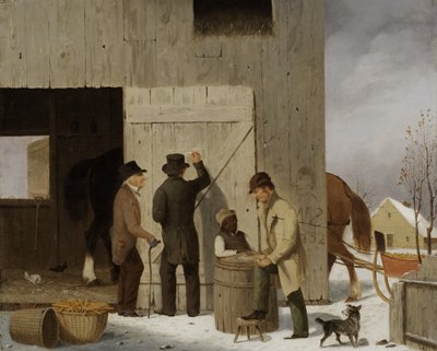 トウモロコシの販売、法案の解決、1852年（木材に油彩） 作： George Henry Durrie