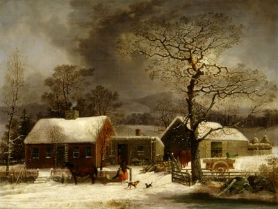 コネチカット州ニューヘブンの冬景色。 1858年。 作： George Henry Durrie