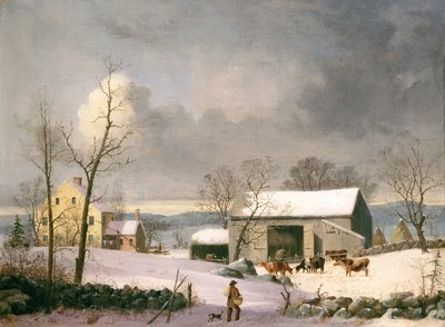 田舎の冬、c。 1858年。 作： George Henry Durrie