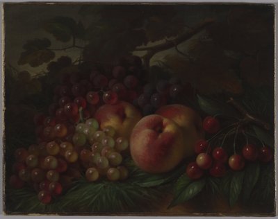 桃、ブドウ、さくらんぼ、c.1860-70（キャンバスに油彩） 作： George Henry Hall