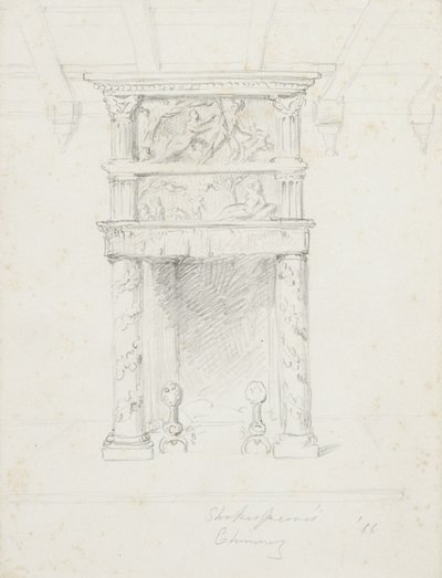 シェイクスピアーの煙突、1866年（クリーム色の紙の上にグラファイト） 作： George Henry Hall
