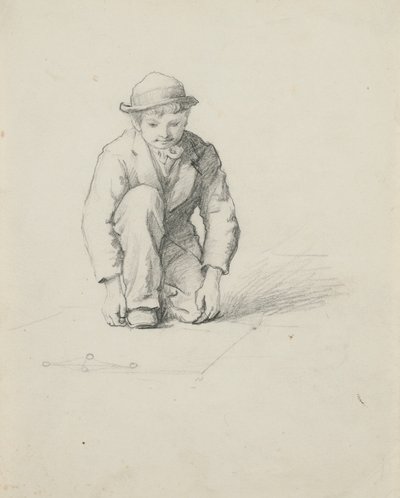無題-ビー玉を弾く少年 作： George Henry Hall