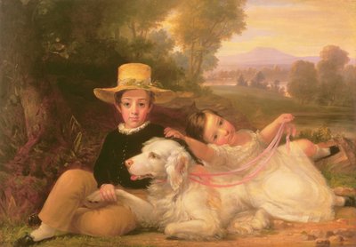 2人の子供の肖像画 作： George Henry Harlow