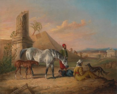 Harmaa arabiatamma ja varsa perheen kanssa 作： George Henry Laporte