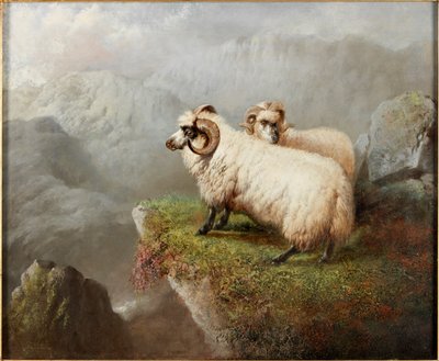 崖の端の羊、1865-68年 作： George Hepper