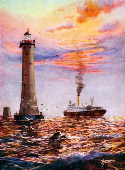 エディストーン灯台、プリマス（絵画） 作： George Horace Davis