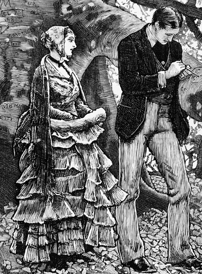 男性からのプロポーズを断る女性を描いたイラスト 作： George Housman Thomas