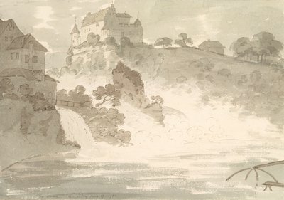 ショーフハウゼン、1782年に落下（紙にペンとインクでグラファイトの上にトイレ） 作： George Howland Beaumont