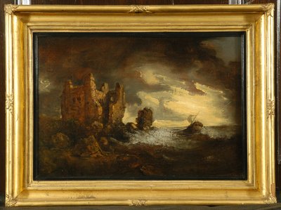 嵐の中のピール城、1805 作： George Howland Beaumont