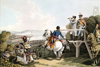 ボナパルト（1769-1821）フライト直前、1815年6月18日、ウォータールーの帝国衛兵の攻撃を見る、マシュードゥブール（fl.1813-20） 作： George Hum