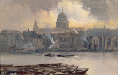 セントポールズフロムザリバー（ボード） 作： George Hyde Pownall