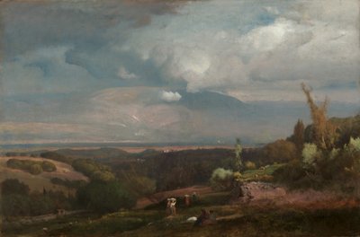 1871年のアルバンヒルズからの嵐への接近。 作： George Inness