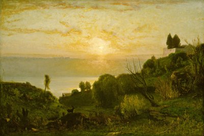 アルバノ湖、日没、c。 1874年。 作： George Inness