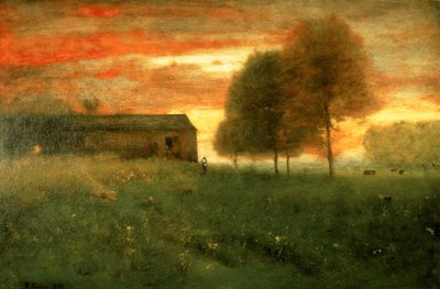 日没、モントクレア、1892年 作： George Inness