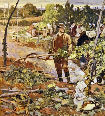 The Gleaners」（鉛筆、水彩、紙） 作： George John Pinwell