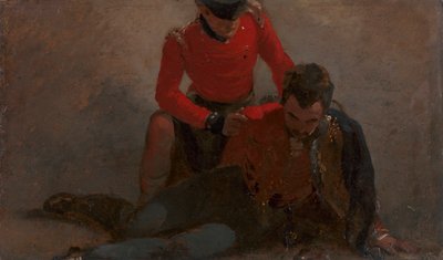 第 7 騎兵連隊の将軍に付き添う第 42 代ハイランダー、おそらくヘンリー ウィリアム ベイリー、初代アクスブリッジ伯爵、後に初代アングルシー侯爵：「ウォータールーの戦い」の研究 作： George Jones