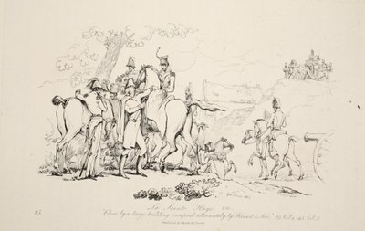 La Sainte Haye：FriendとFoeが交互に占めるパブの大きな建物の近く。 Jブース、1816年 作： George Jones
