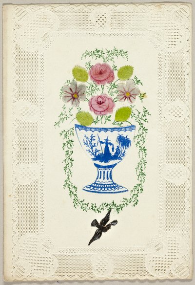 無題のバレンタイン（鳥と花瓶の花） 作： George Kershaw
